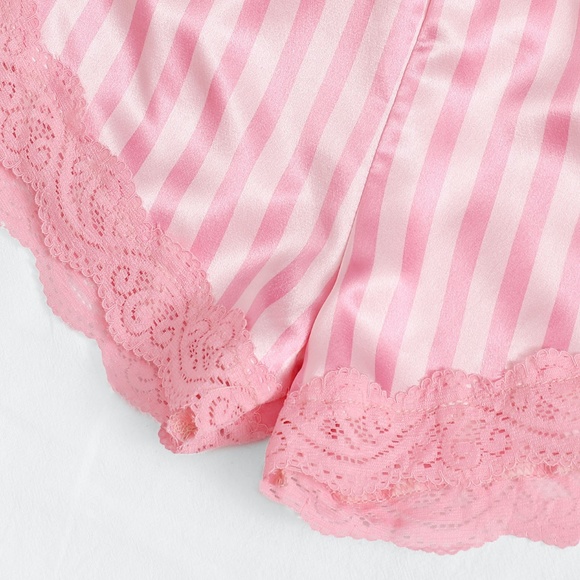 Pink Striped Print Cami + Shorts 2 Piece Pajamas - Picture 4 of 9